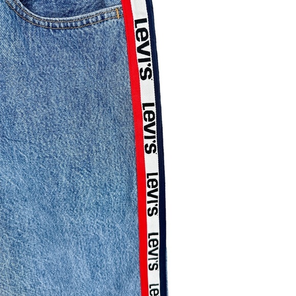 Levi’s 501 Vintage Wash High Waist Cropped Logo Side Stripe Jeans Size 32 - Picture 4 of 11